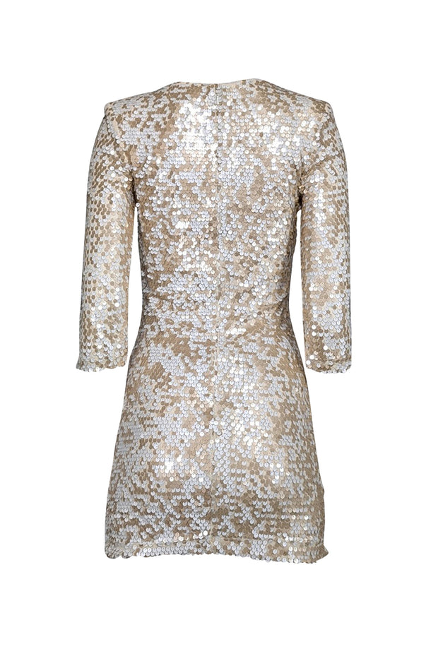 French Connection - Cream & Champagne Iridescent Sequin Sheath Dress S French Connection - Cream & Champagne Iridescent Sequin Sheath Dress S