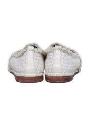 Current Boutique-Frye - Ivory Woven Fringe Trim Flats Sz 7