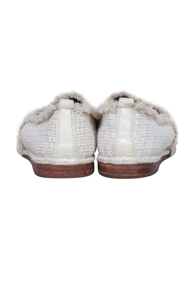 Current Boutique-Frye - Ivory Woven Fringe Trim Flats Sz 7