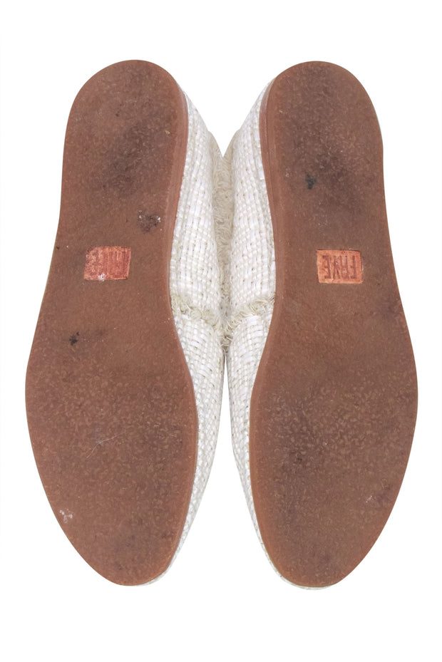 Current Boutique-Frye - Ivory Woven Fringe Trim Flats Sz 7