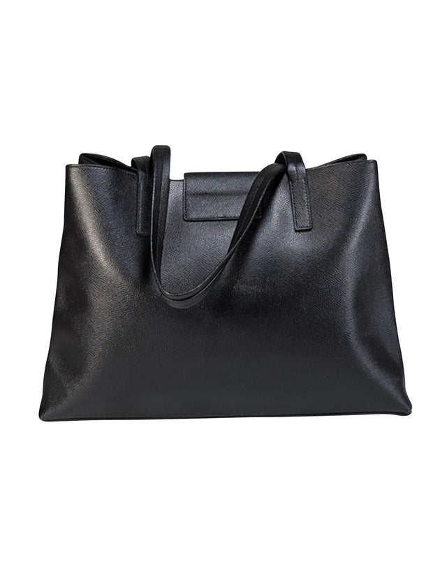 Current Boutique-Furla - Black Saffiano Leather Tote Bag