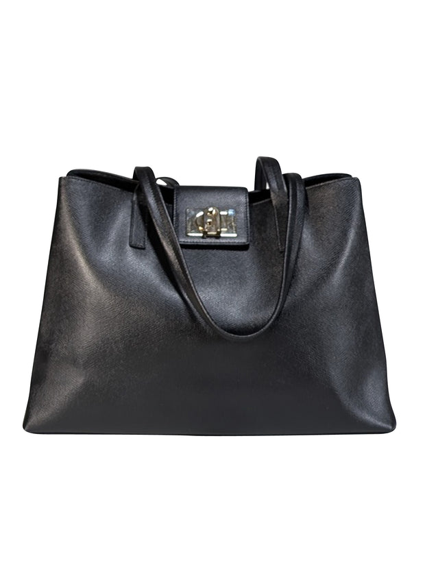 Current Boutique-Furla - Black Saffiano Leather Tote Bag