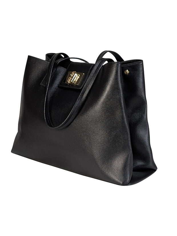 Current Boutique-Furla - Black Saffiano Leather Tote Bag