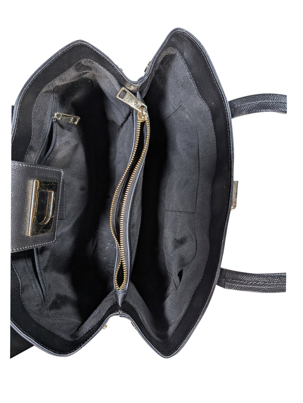 Current Boutique-Furla - Black Saffiano Leather Tote Bag