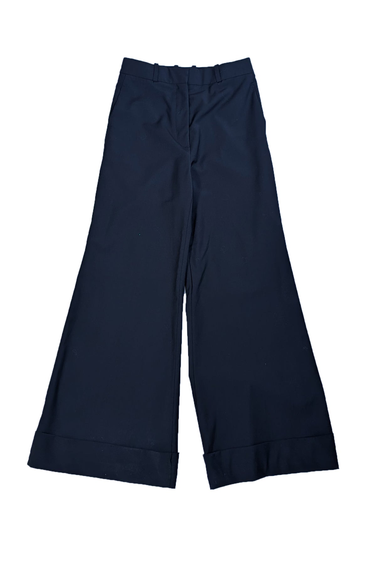 Goop Leg G. Label by Goop - Black Wide Leg Cuffed Trousers Sz 8