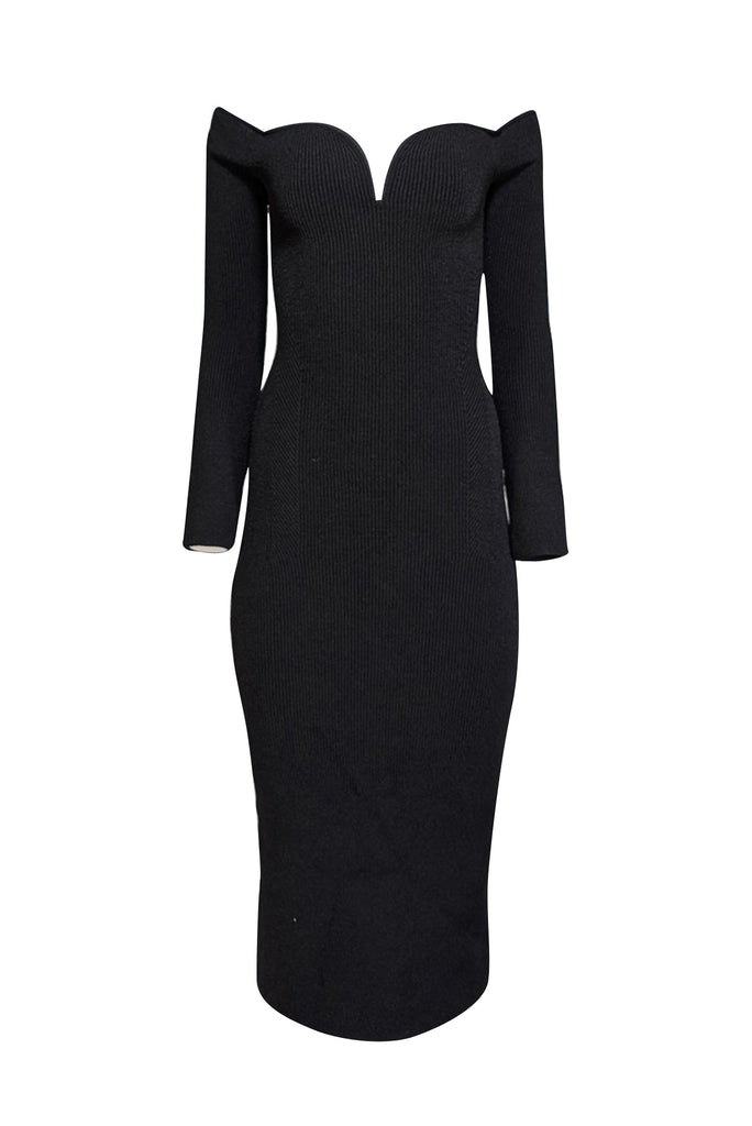 strapless open back dress Sweetheart Neck Bodycon Ribbed Dress Black – Bare Blitz