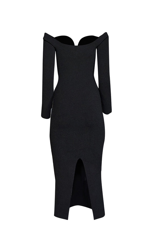 galvan knit dress Galvan Atalanta Pleated Ribbed Stretch-knit Midi Dress