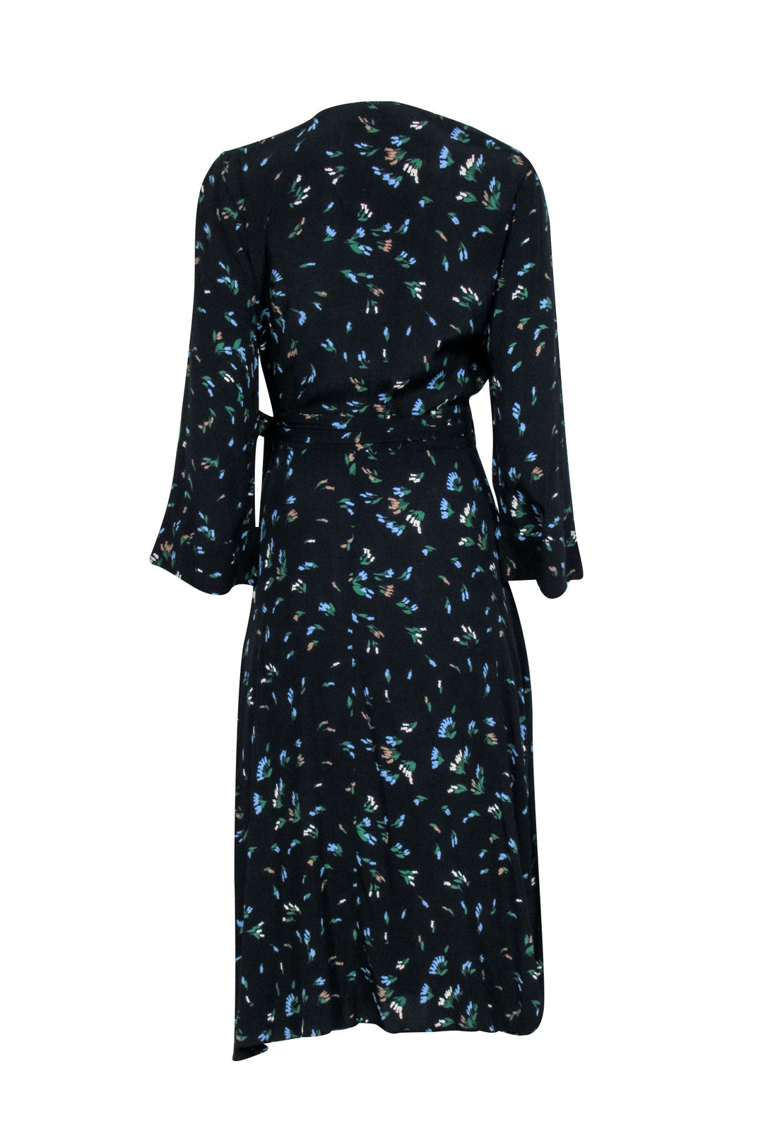 Ganni - Black Floral Long Sleeve Maxi Wrap Dress Sz 6 Ganni - Black Floral Long Sleeve Maxi Wrap Dress Sz 6