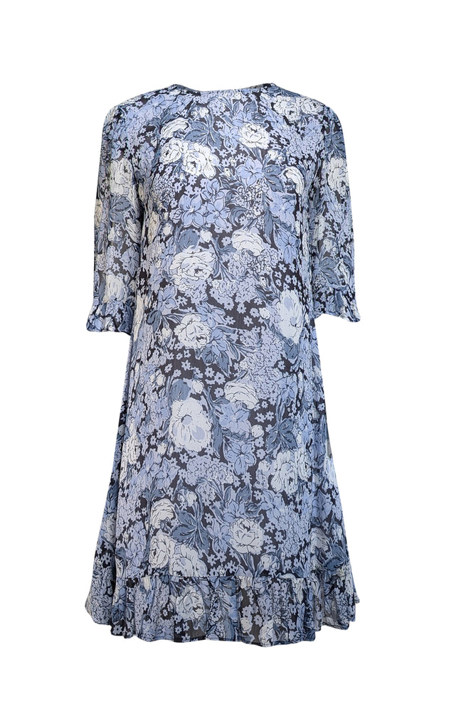 GANNI Printed Georgette Dress Heather Size 38