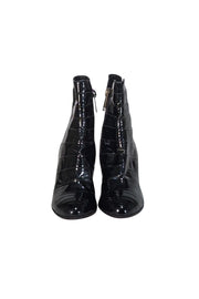 Current Boutique-Gareth Pugh - Black Patent Leather Textured Short Boots Sz 9.5