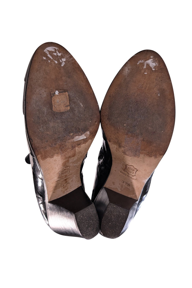 Current Boutique-Gareth Pugh - Black Patent Leather Textured Short Boots Sz 9.5