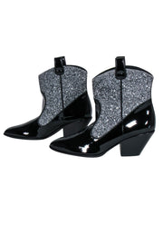 Current Boutique-Guiseppe Zanotti - Black Western Style Booties w/ Silver Glitter Sz 9