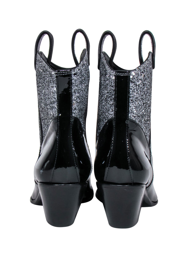 Current Boutique-Guiseppe Zanotti - Black Western Style Booties w/ Silver Glitter Sz 9