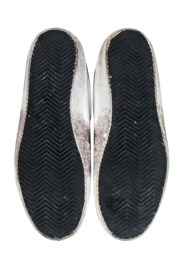 Current Boutique-Golden Goose - White Sneaker w/ Black Glitter Back & Pink & Silver Side Glitter Sz 11