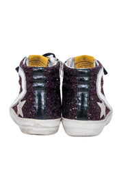Current Boutique-Golden Goose - Maroon Glitter & Grey Suede "Slide" Sneakers Sz 8
