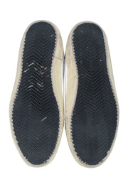 Current Boutique-Golden Goose - White Leather w/ Maroon Glitter Star "Superstar" Sneakers Sz 8