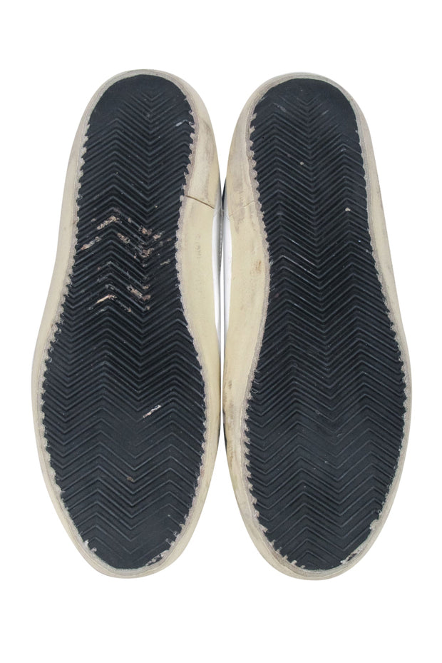 Current Boutique-Golden Goose - White Leather w/ Maroon Glitter Star "Superstar" Sneakers Sz 8