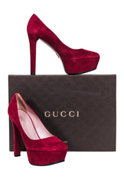 Current Boutique-Gucci - Burgundy Suede Platform Pumps Sz 7.5