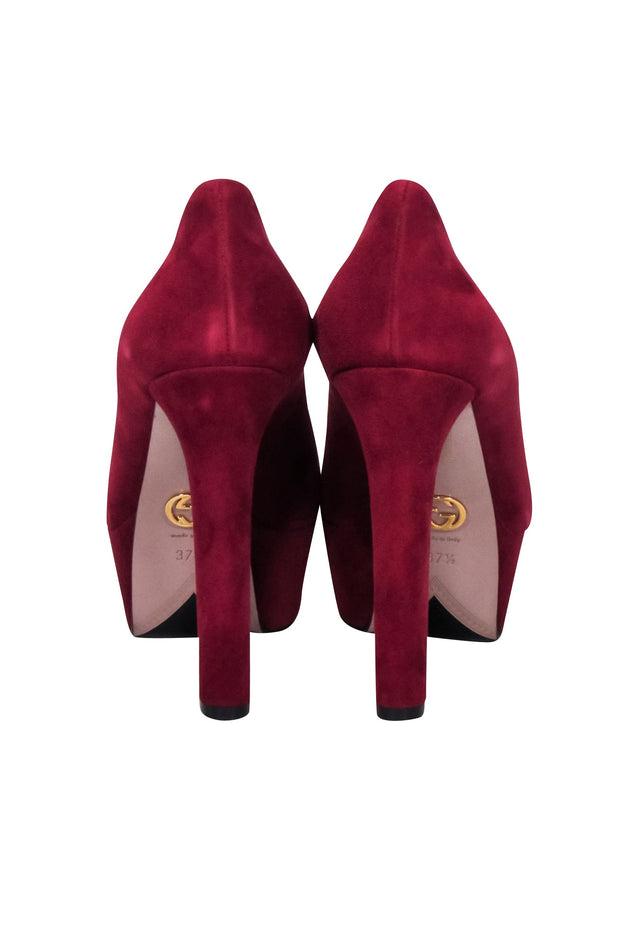 Current Boutique-Gucci - Burgundy Suede Platform Pumps Sz 7.5