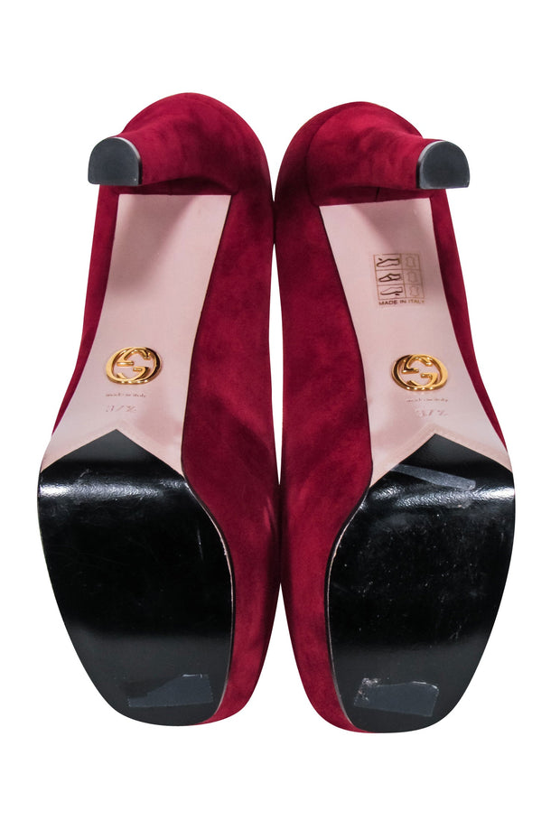 Current Boutique-Gucci - Burgundy Suede Platform Pumps Sz 7.5