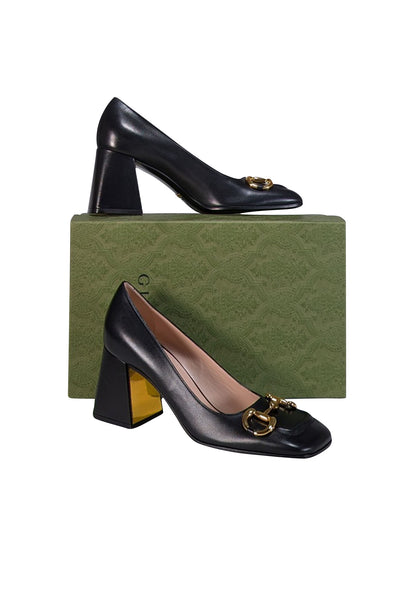 Current Boutique-Gucci - Black Leather Horsebit "Malaga Kid" Pumps Sz 9