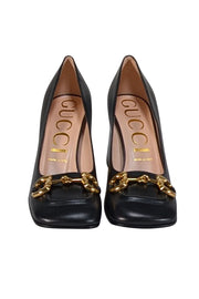 Current Boutique-Gucci - Black Leather Horsebit "Malaga Kid" Pumps Sz 9