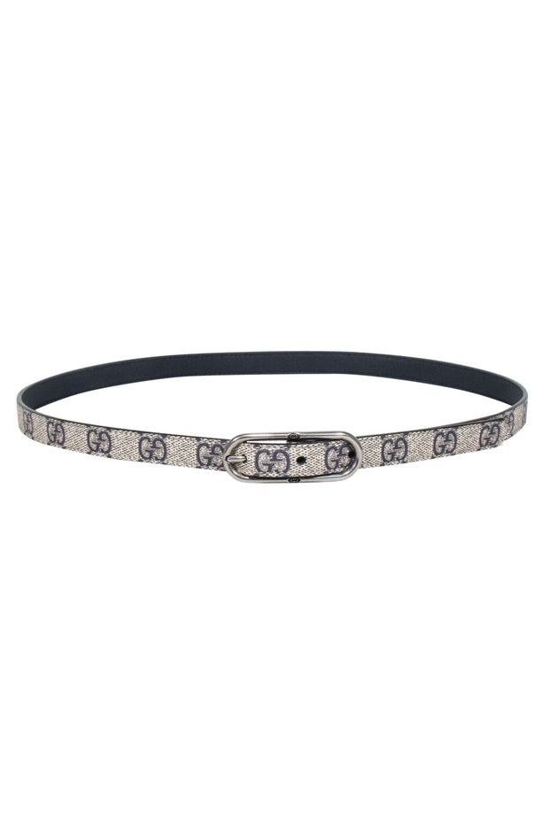 Current Boutique-Gucci - Beige w/ Black Monogram Narrow Belt Sz S