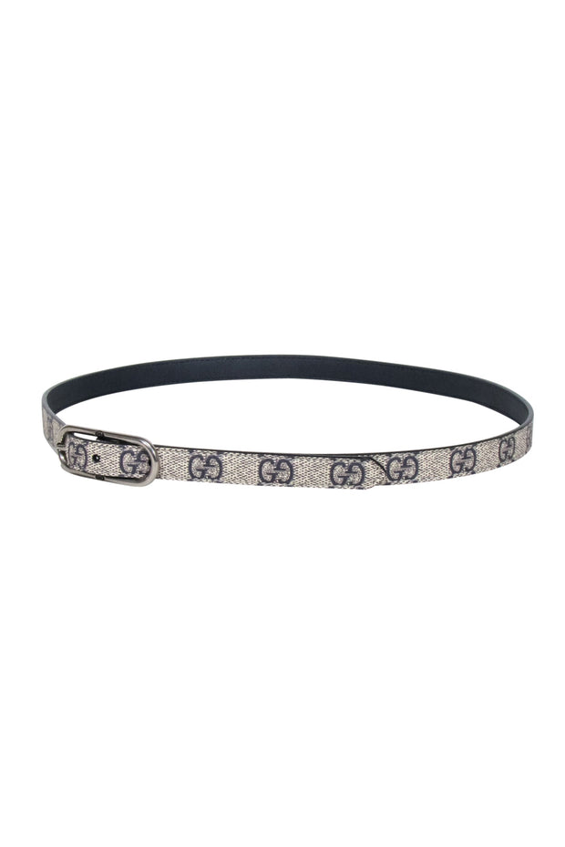 Current Boutique-Gucci - Beige w/ Black Monogram Narrow Belt Sz S
