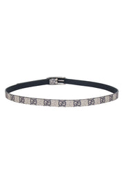 Current Boutique-Gucci - Beige w/ Black Monogram Narrow Belt Sz S