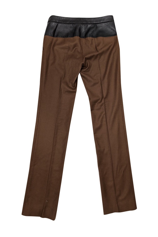 Gucci - Brown Wool Blend w/ Leather Trim Dress Pants Sz 2 Gucci - Brown Wool Blend w/ Leather Trim Dress Pants Sz 2