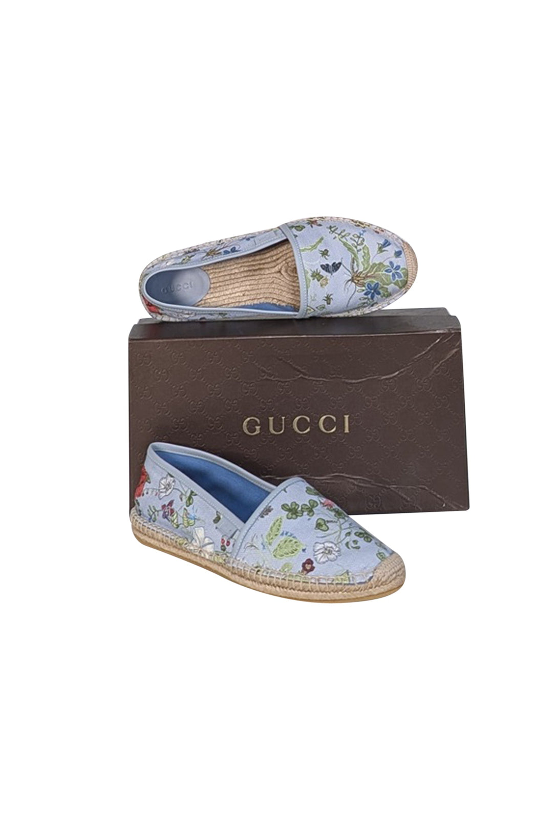 Gucci - Pale Blue & Multi Color Floral Espadrille Flats Sz  display picture 1