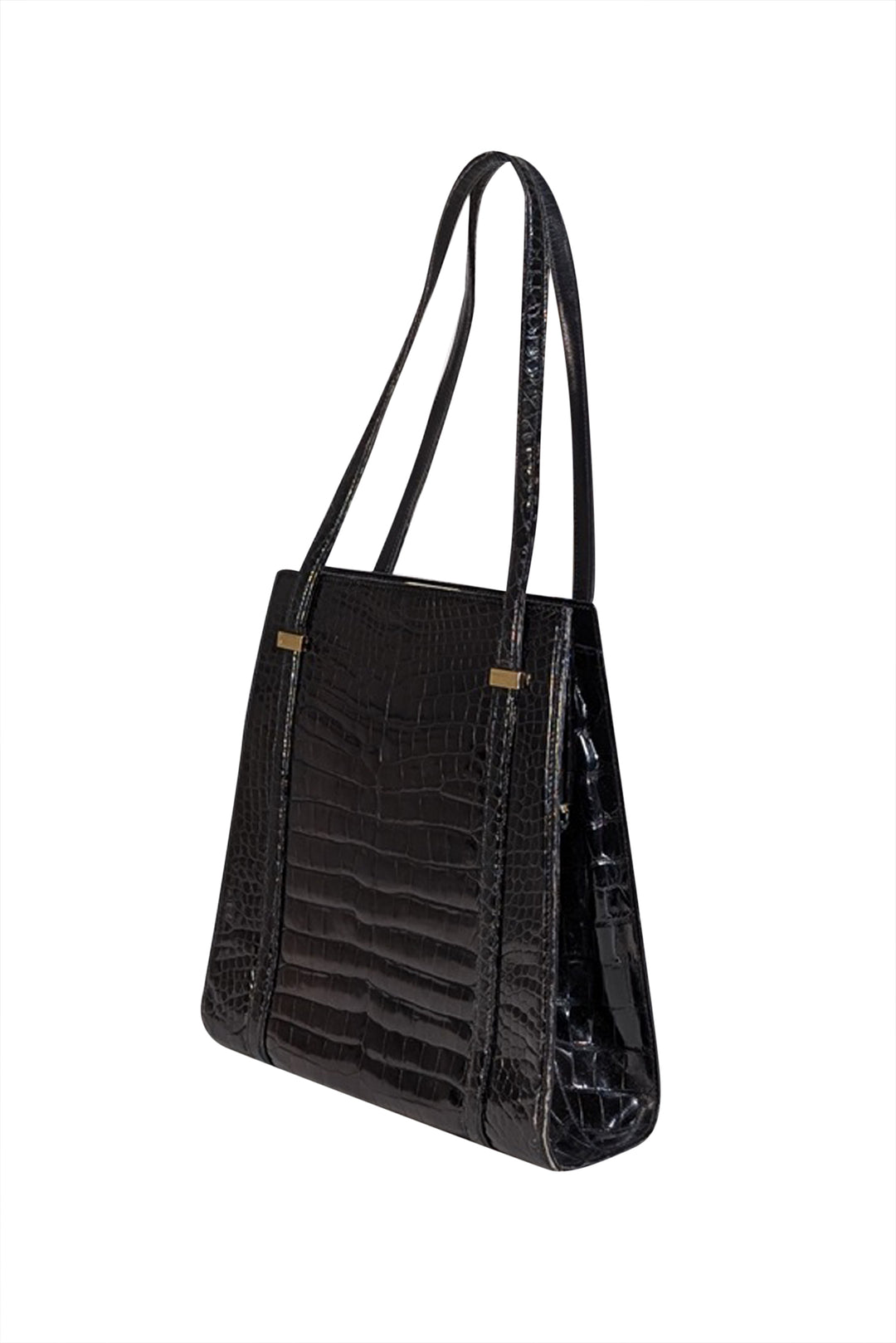 Gucci - Black Glossy Crocodile Gucci by Tom Ford Large Shoulder Bag