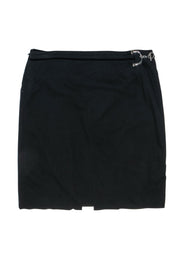 Current Boutique-Gucci - Black Wool Side Buckle Skirt Sz 6