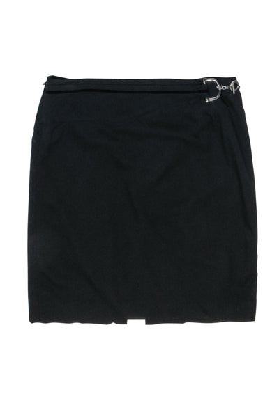 Current Boutique-Gucci - Black Wool Side Buckle Skirt Sz 6