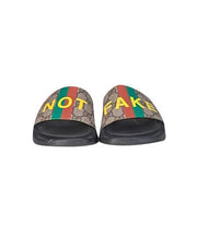 Current Boutique-Gucci - Brown Monogram "Not Fake" Slide Sandals Sz 7