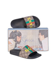 Current Boutique-Gucci - Brown Monogram "Not Fake" Slide Sandals Sz 7