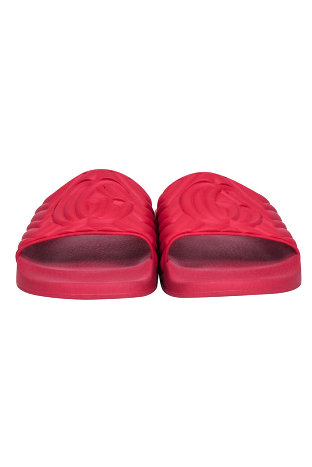 Current Boutique-Gucci - Red Rubber Double G Matelasse Slides Sz 7