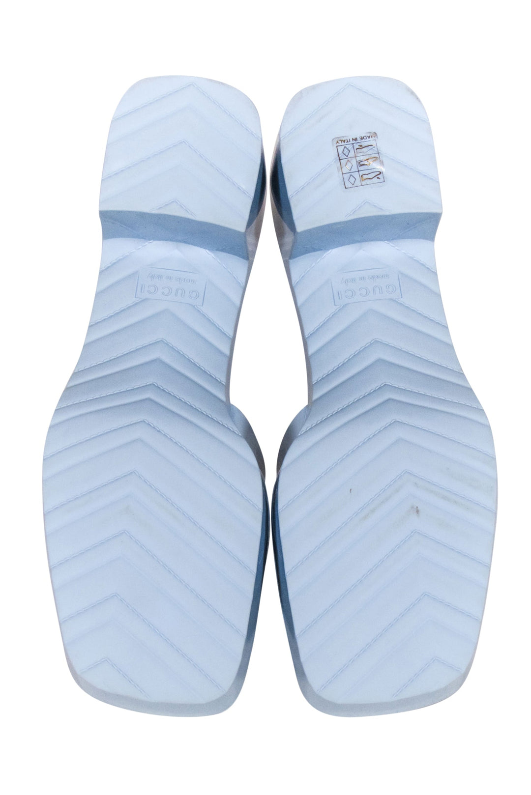 Gucci - Light Blue Rubber Logo Platform Slide Sandals Sz 11