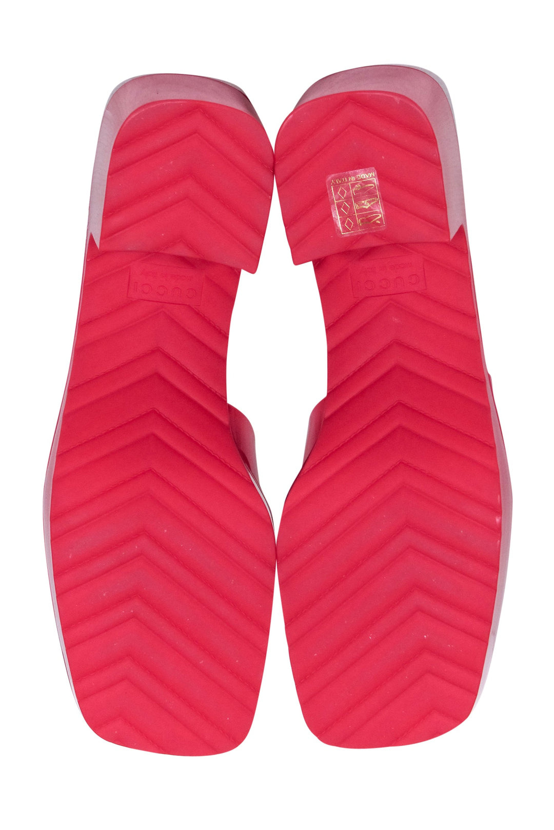 Gucci - Red Rubber Logo Platform Slide Sandals Sz 10