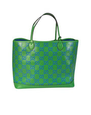 Current Boutique-Gucci - Green & Blue Monogram Embossed Leather Tote Bag