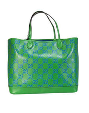 Current Boutique-Gucci - Green & Blue Monogram Embossed Leather Tote Bag