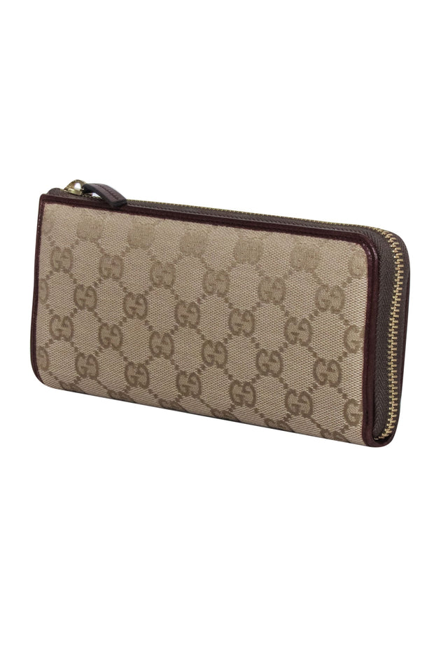 Current Boutique-Gucci - Beige Monogram Long Zipper Wallet