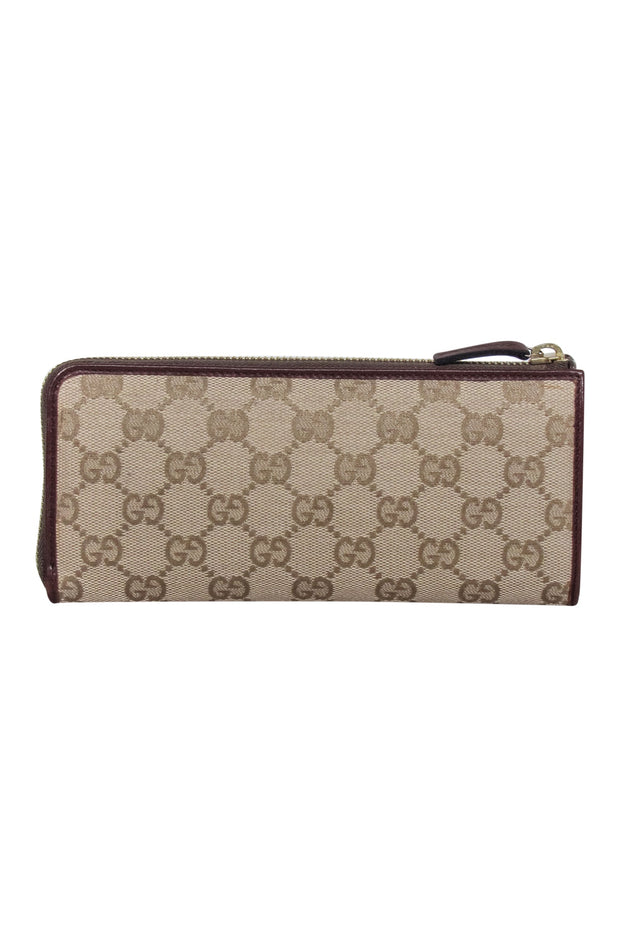 Current Boutique-Gucci - Beige Monogram Long Zipper Wallet