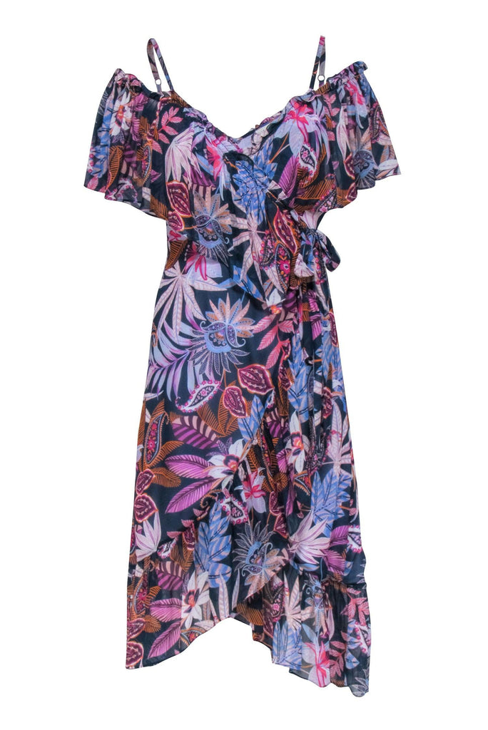 Hale Bob - Navy Wrap Midi Dress w/ Paisley Print Sz XS Hale Bob - Navy Wrap Midi Dress w/ Paisley Print Sz XS