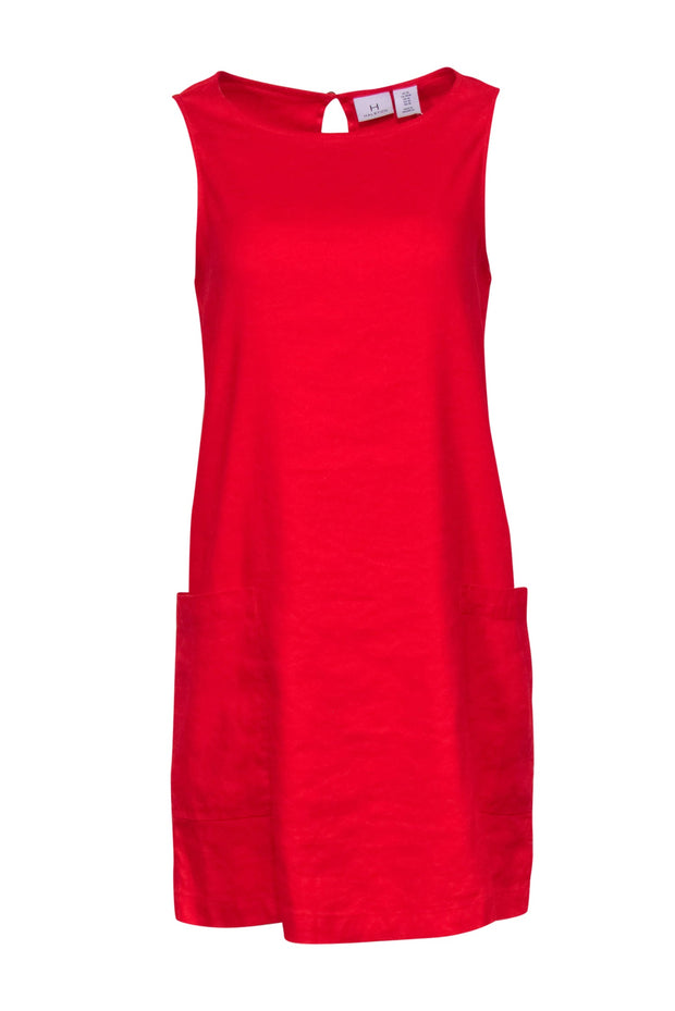 Halston - Red Linen Blend Sleeveless Shift Dress Sz M Halston - Red Linen Blend Sleeveless Shift Dress Sz M