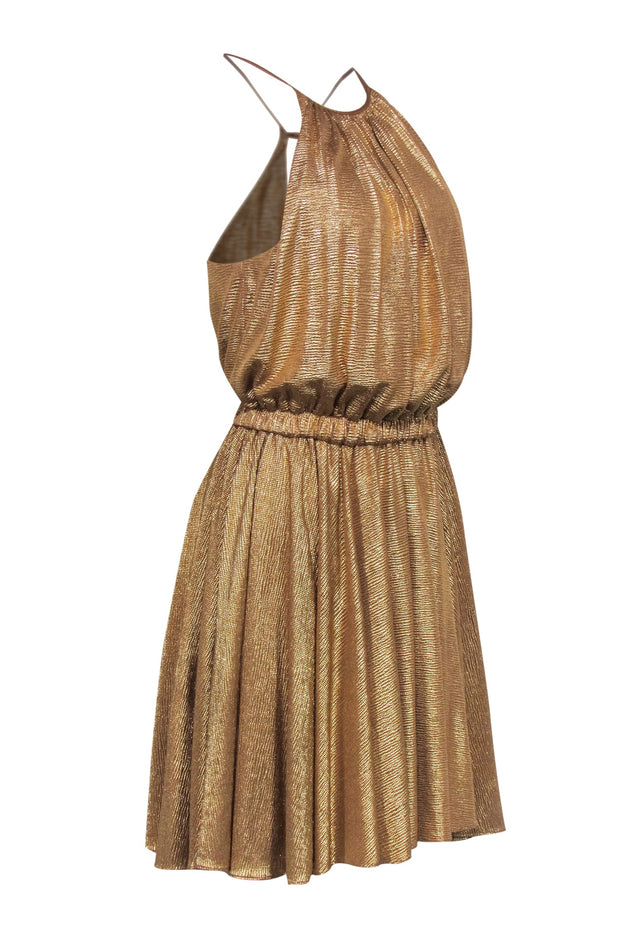 Halston Heritage Women's Metallic Blouson Dress - Copper - Size XS Halston Heritage Women's Metallic Blouson Dress - Copper - Size XS
