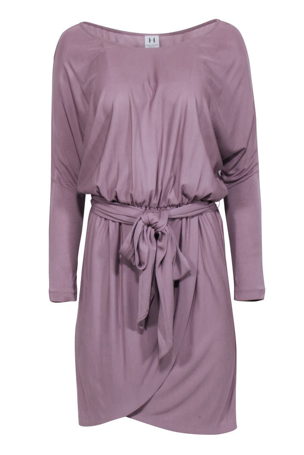 Halston Heritage - Mauve Purple Long Sleeve Tie Dress Sz 4 Halston Heritage - Mauve Purple Long Sleeve Tie Dress Sz 4