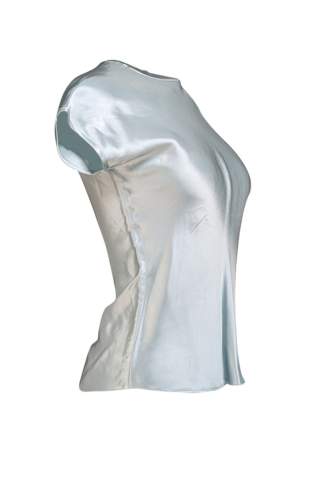 Helmut Lang - Seafoam Green Satin Cap Sleeve Top Sz XS - Current Boutique