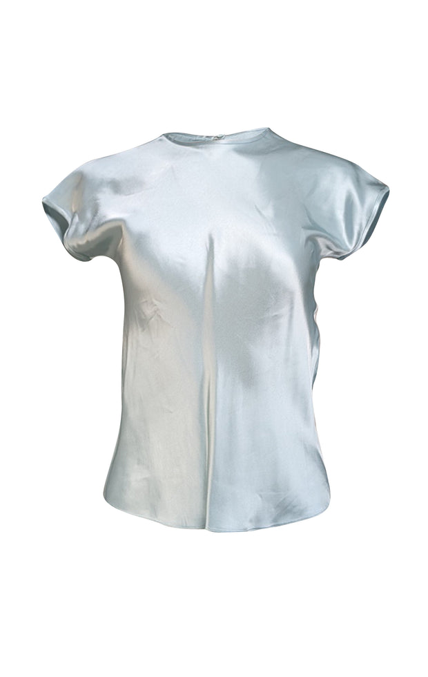 Helmut Lang - Seafoam Green Satin Cap Sleeve Top Sz XS - Current Boutique