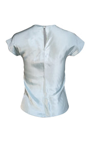 Helmut Lang - Seafoam Green Satin Cap Sleeve Top Sz XS - Current Boutique